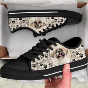 Shih Tzu Dog Pattern Brown Low Top…