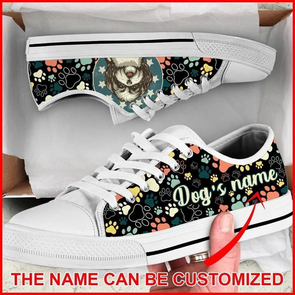 Shih Tzu Dog Paw Pattern Vintage Personalized Canvas Low Top Shoes, Designer Low Top Shoes, Low Top Sneakers Shih Tzu Dog Paw Pattern Vintage Personalized Canvas Low Top Shoes, Designer Low Top Shoes, Low Top Sneakers