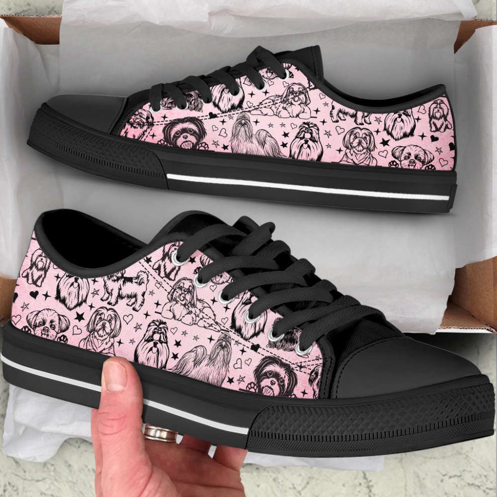 Shih Tzu Dog Peeking Low Top Shoes Canvas Sneakers Casual Shoes, Designer Low Top Shoes, Low Top Sneakers Shih Tzu Dog Peeking Low Top Shoes Canvas Sneakers Casual Shoes, Designer Low Top Shoes, Low Top Sneakers
