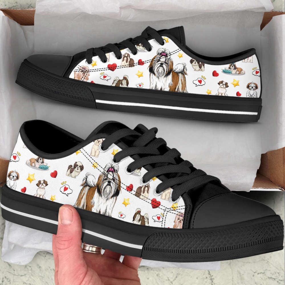 Shih Tzu Heart Star Low Top Shoes Canvas Sneakers Casual Shoes, Designer Low Top Shoes, Low Top Sneakers Shih Tzu Heart Star Low Top Shoes Canvas Sneakers Casual Shoes, Designer Low Top Shoes, Low Top Sneakers