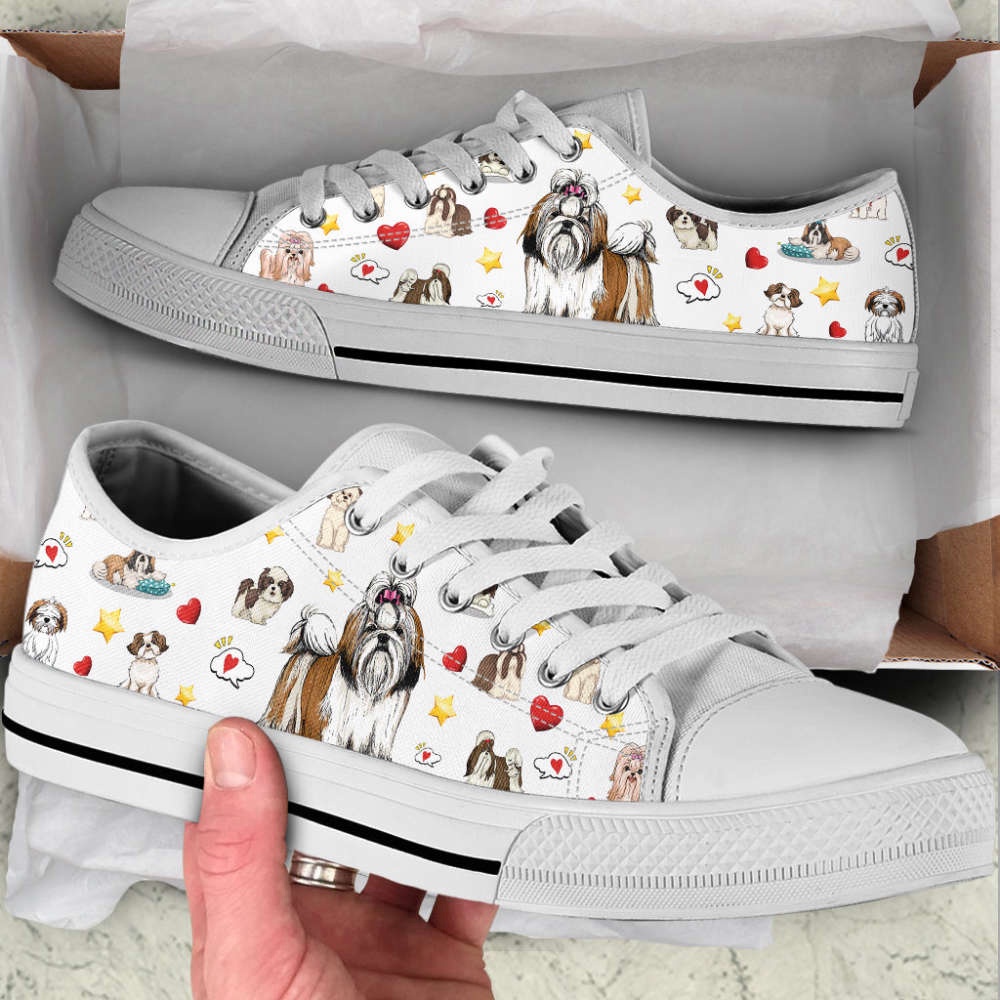 Shih Tzu Heart Star Low Top Shoes Canvas Sneakers Casual Shoes, Designer Low Top Shoes, Low Top Sneakers Shih Tzu Heart Star Low Top Shoes Canvas Sneakers Casual Shoes, Designer Low Top Shoes, Low Top Sneakers