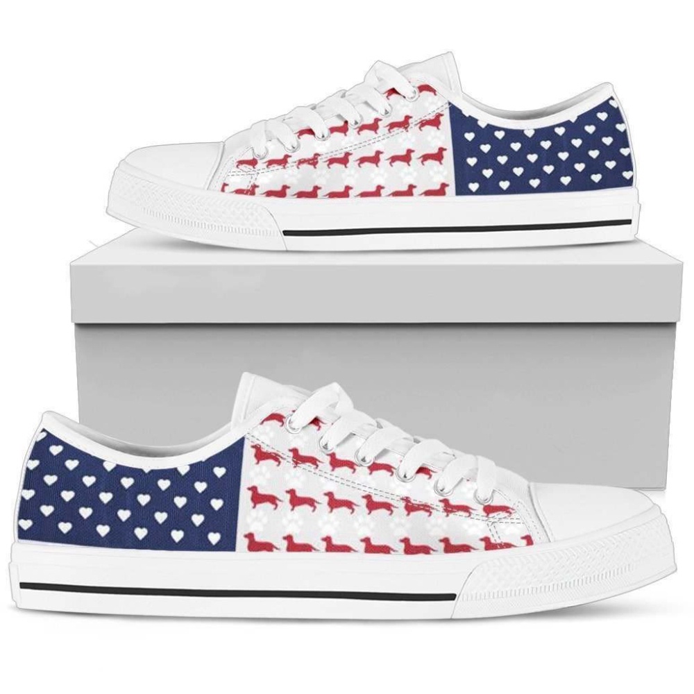 Show Your Patriotism with Dachshund US Flag Women’s Low Top Shoes, Low Top Designer Shoes, Low Top Sneakers Show Your Patriotism with Dachshund US Flag Women’s Low Top Shoes, Low Top Designer Shoes, Low Top Sneakers