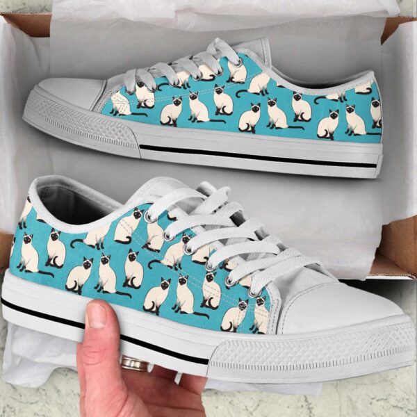 Siamese Cat Lover Shoes, Cat Pattern Low Top Canvas Shoes, Low Top Sneakers, Low Top Designer Shoes