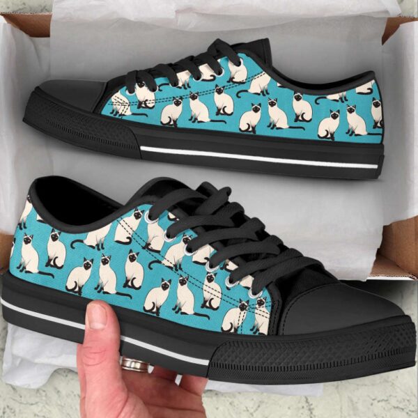 Siamese Cat Lover Shoes, Cat Pattern Low Top Canvas Shoes, Low Top Sneakers, Low Top Designer Shoes