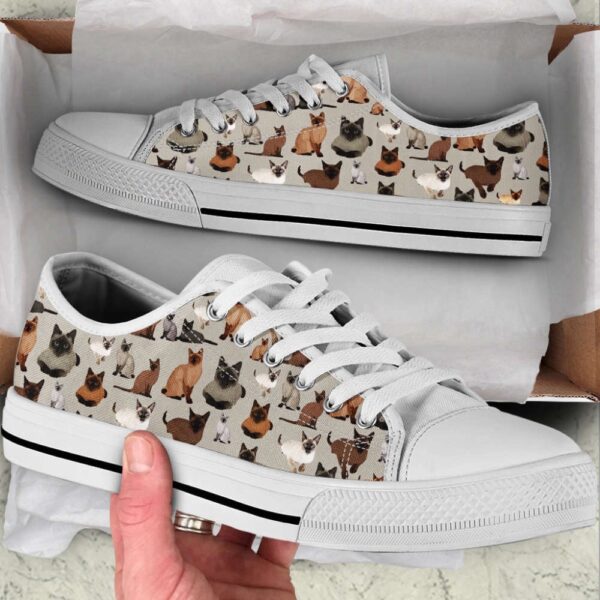 Siamese Cat Lover Shoes Pattern SK Low Top Shoes Canvas Shoes Print Lowtop, Low Top Sneakers, Low Top Designer Shoes