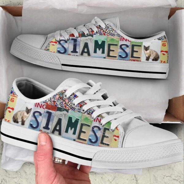 Siamese Cat Lover Shoes Plates Low Top Canvas Shoes, Low Top Sneakers, Low Top Designer Shoes