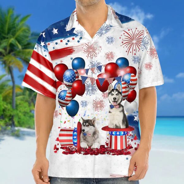 Siberian Husky Independence Day Hawaiian Shirt, 4th Of July Hawaiian Shirt, 4th Of July Shirt
