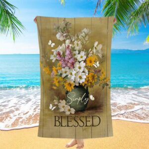Simply Blessed Beautiful Flower Vase Beach Towel,…