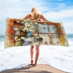 Simply Blessed Cat Butterfly Beach Towel Christian Beach Towel Beach Towel 2 nfvpas.jpg