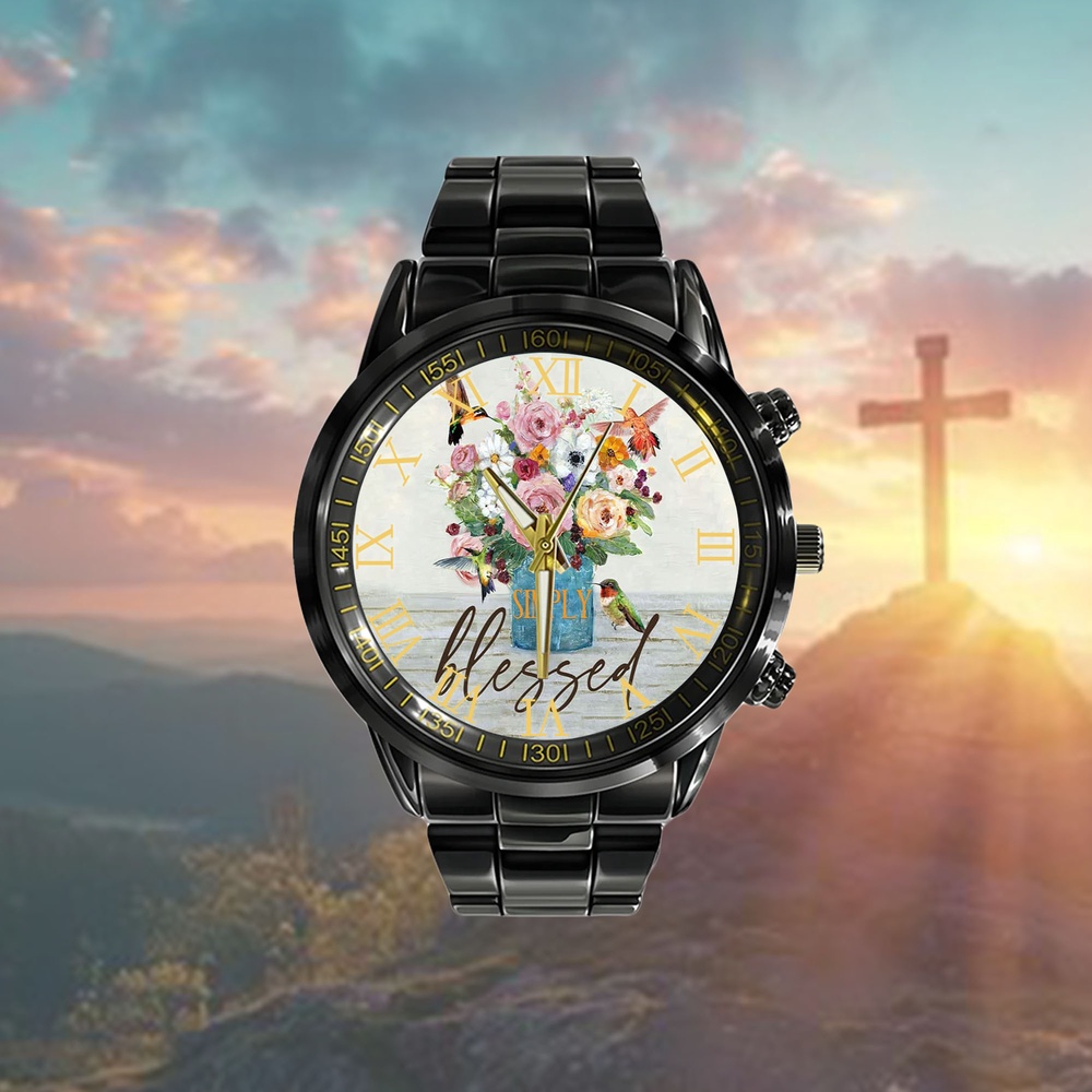 Simply Blessed Watch Simply Blessed Hummingbird Flower Watch, Christian Watch, Religious Watches, Jesus Watch