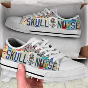 Skull Nurse Low Top Shoes, Low Top…