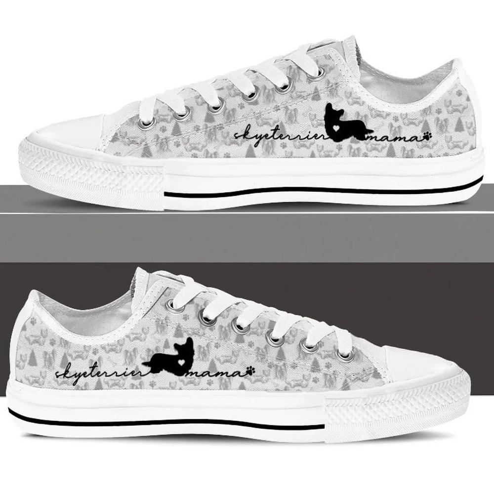 Skye Terrier Low Top Shoes, Dog Memorial Gift, Designer Low Top Shoes, Low Top Sneakers
