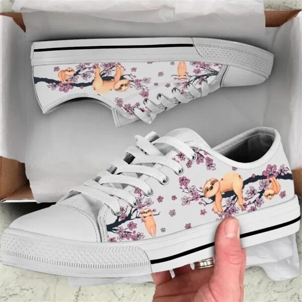 Sloth Cherry Blossom Low Top Shoes, Low Tops, Low Top Sneakers