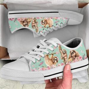 Sloth Flower Watercolor Low Top Shoes, Low…