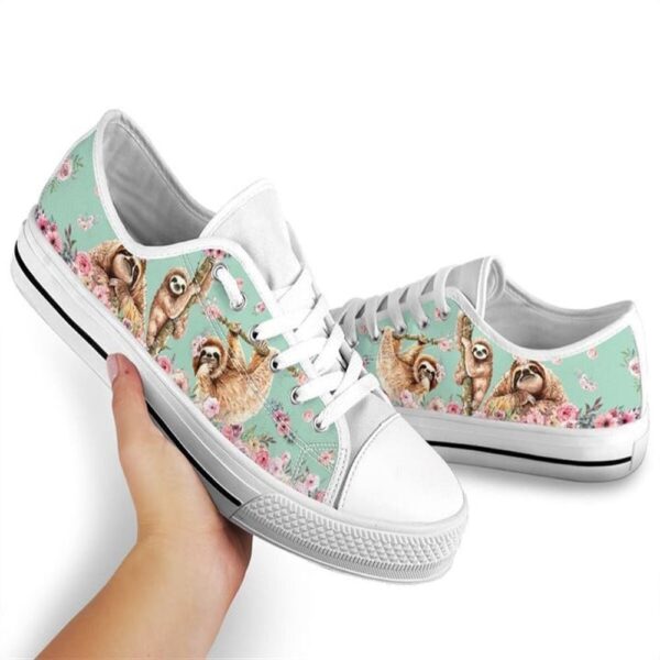Sloth Flower Watercolor Low Top Shoes, Low Tops, Low Top Sneakers