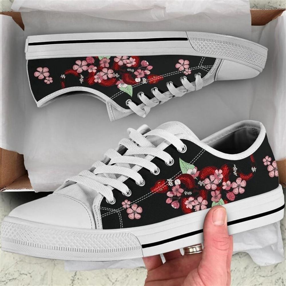 Snake Cherry Blossom Low Top Shoes, Low Top Designer Shoes, Low Top Sneakers Snake Cherry Blossom Low Top Shoes, Low Top Designer Shoes, Low Top Sneakers