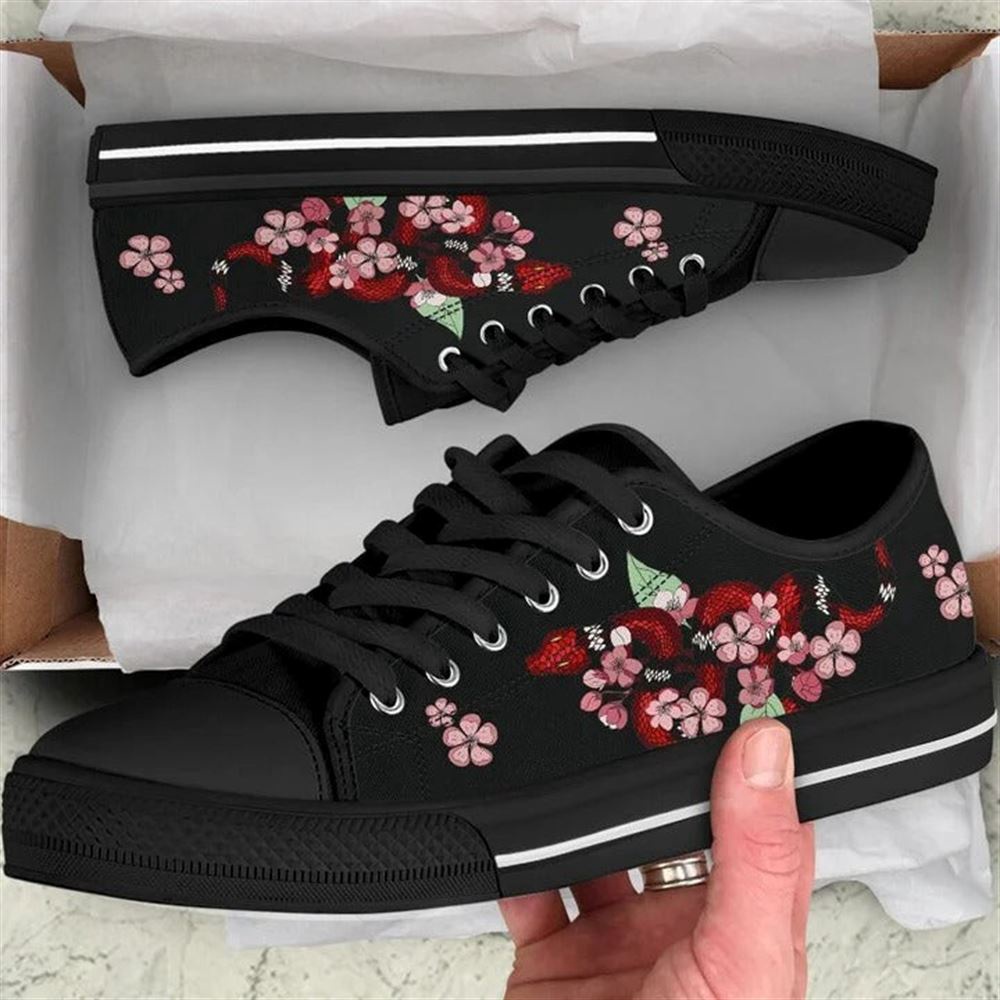 Snake Cherry Blossom Low Top Shoes, Low Top Designer Shoes, Low Top Sneakers Snake Cherry Blossom Low Top Shoes, Low Top Designer Shoes, Low Top Sneakers