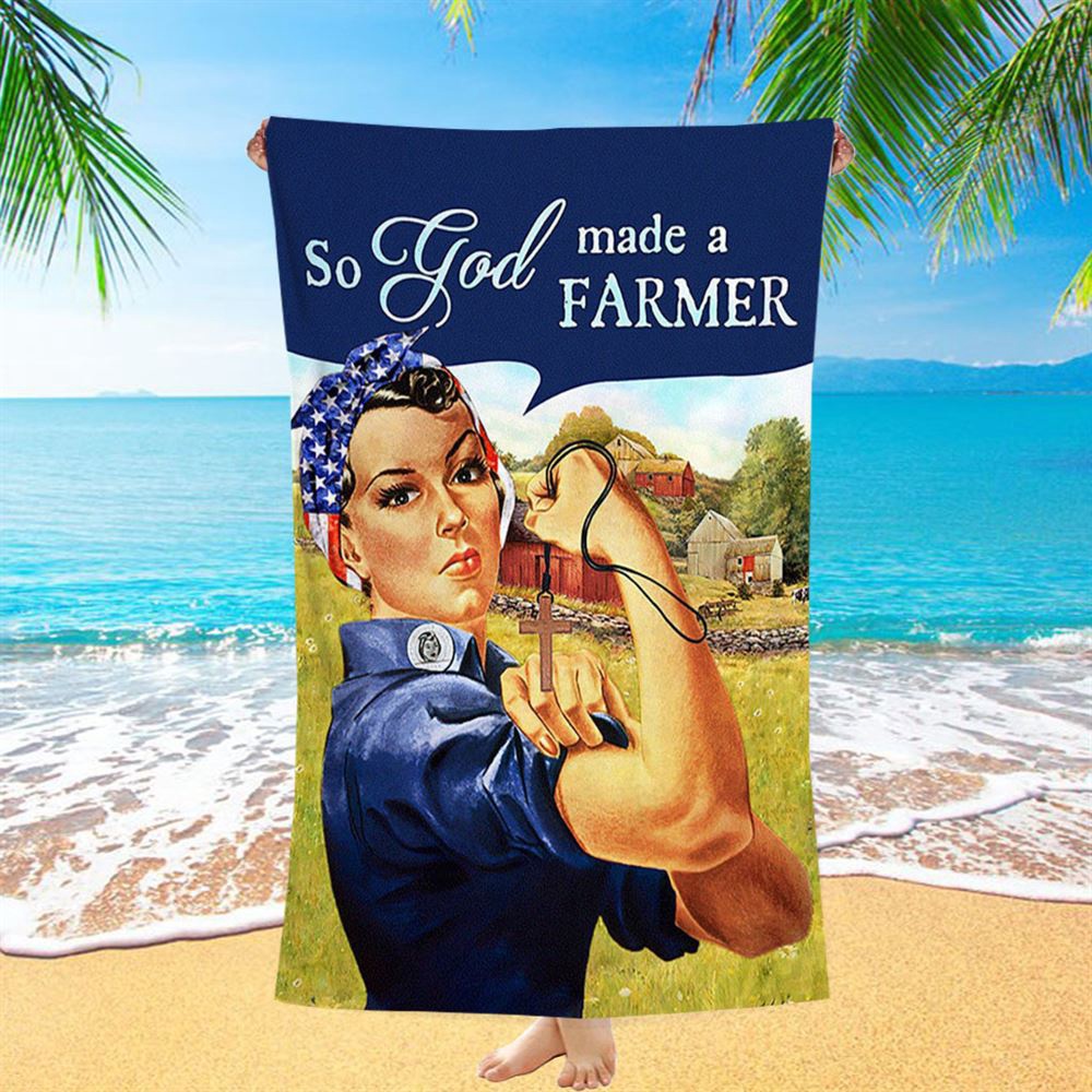 So God Made A Farmer Beach Towel, Christian Beach Towel, Beach Towel So God Made A Farmer Beach Towel, Christian Beach Towel, Beach Towel