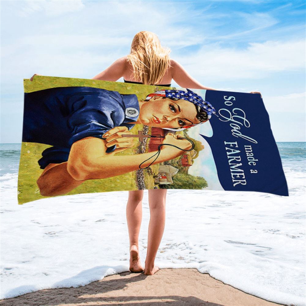 So God Made A Farmer Beach Towel, Christian Beach Towel, Beach Towel So God Made A Farmer Beach Towel, Christian Beach Towel, Beach Towel