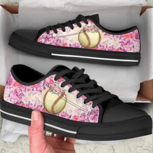 Softball And Rose Flower Low Top Shoes Low Top Sneakers Sneakers Low Top 2 lam23l.jpg