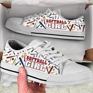 Softball Girl Vector Low Top Shoes, Low…