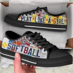 Softball Play Like A Girl License Plates Low Top Shoes Low Top Sneakers Sneakers Low Top 2 vidlhh.jpg