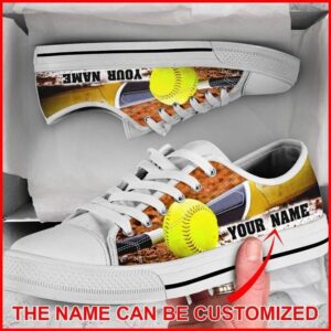 Softball Shortcut Personalized Canvas Low Top Shoes,…