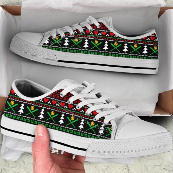 Softball Symbol Christmas Low Top Shoes, Low Top Sneakers, Sneakers Low Top
