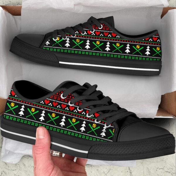 Softball Symbol Christmas Low Top Shoes, Low Top Sneakers, Sneakers Low Top