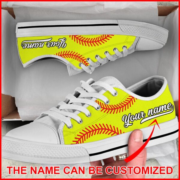 Softball Vector Ball Personalized Custom Low Top Shoes, Low Top Sneakers, Sneakers Low Top