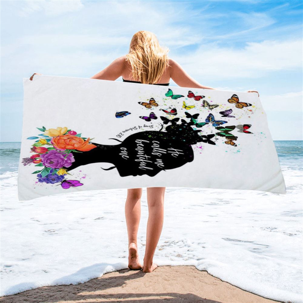 Song Of Solomon 2 10 Beach Towel, He Calls Me Beautiful One Beach Towel, Christian Beach Towel, Beach Towel