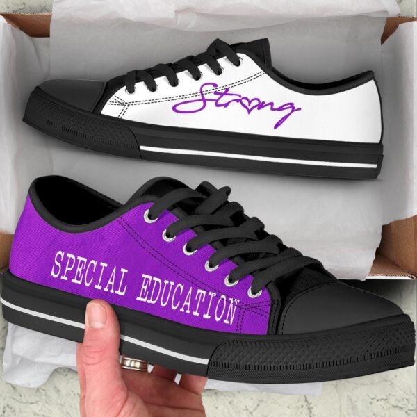 Special Education Strong Purple White Low Top Shoes, Low Top Designer Shoes, Low Top Sneakers