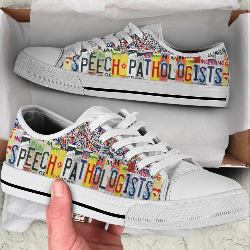 Speech Pathologists License Plates Low Top Shoes, Low Top Designer Shoes, Low Top Sneakers