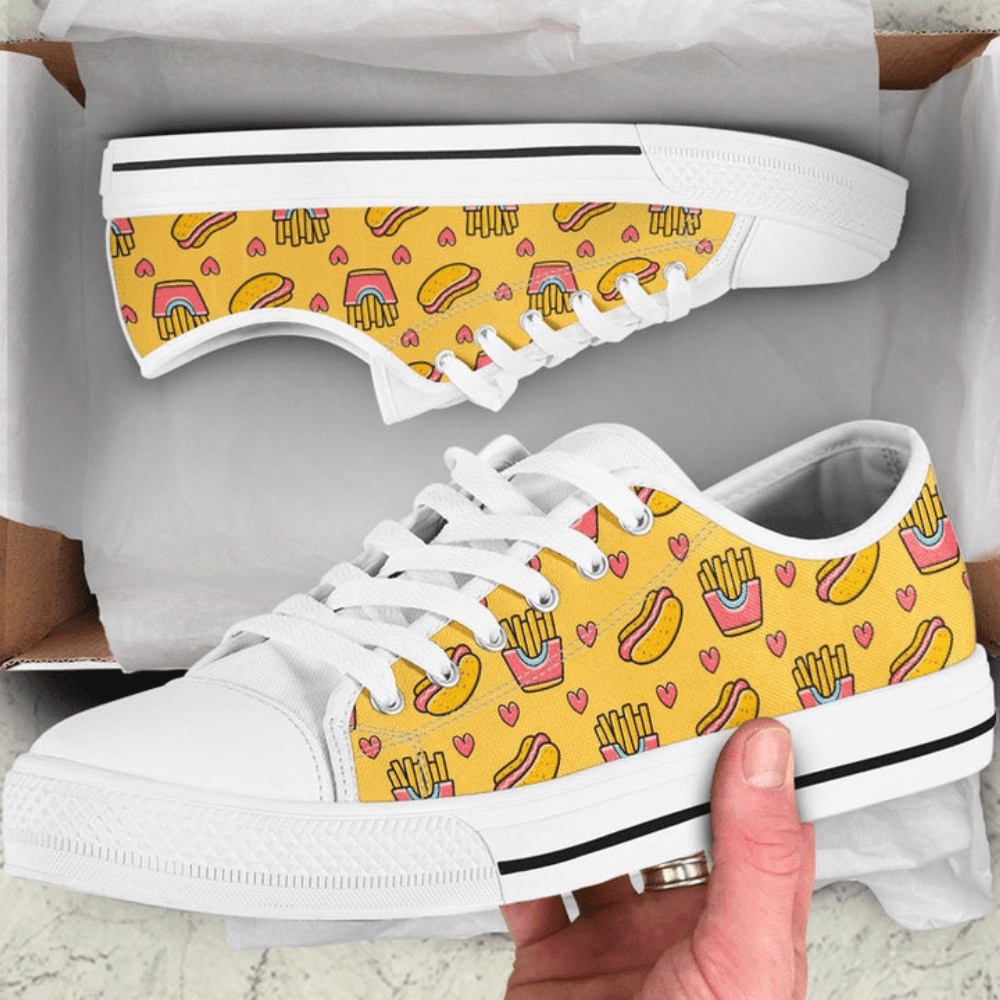 Spice Up Your Style with Hot Dog Low Top Shoes, Designer Low Top Shoes, Low Top Sneakers