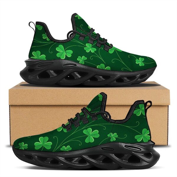 St. Patrick’s Day Irish Leaf Print Black Running Shoes, Max Soul Sneakers, Max Soul Shoes