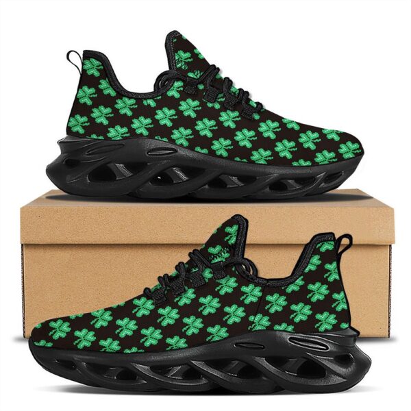 St. Patrick’s Day Pixel Clover Print Pattern Black Running Shoes, Max Soul Sneakers, Max Soul Shoes