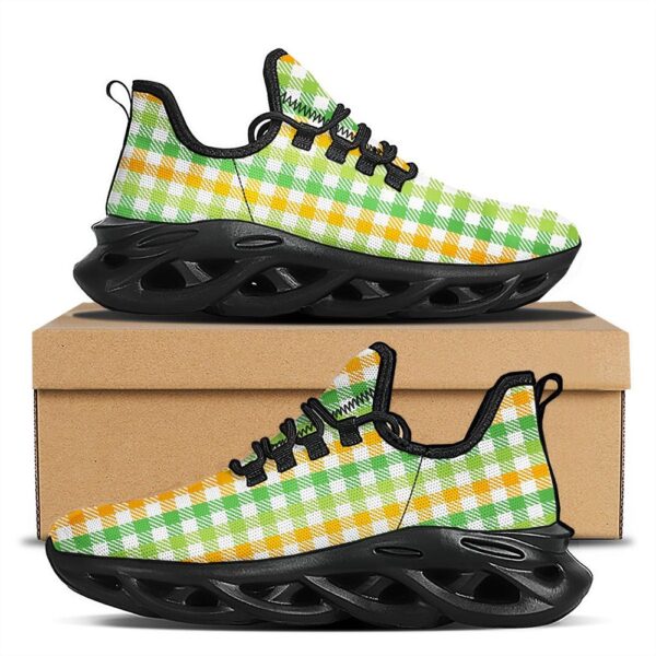 St. Patrick’s Day Plaid Print Black Running Shoes, Max Soul Sneakers, Max Soul Shoes