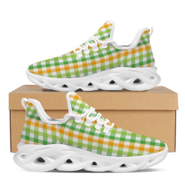 St. Patrick’s Day Plaid Print White Running Shoes, Max Soul Sneakers, Max Soul Shoes