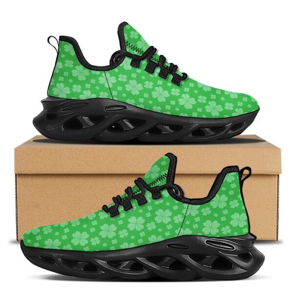 St. Patrick’s Day Shamrock Leaf Print Pattern Black Running Shoes, Max Soul Sneakers, Max Soul Shoes