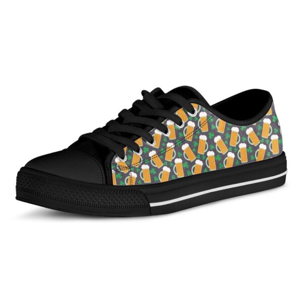 St Patrick’s Day Shoes, Clover And Beer St. Patrick’s Day Print Black Low Top Shoes, Low Tops, Low Top Sneakers
