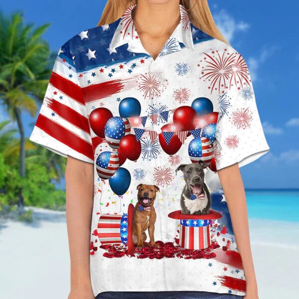 Staffordshire Bull Terrier Independence Day Hawaiian Shirt, 4th Of July Hawaiian Shirt, 4th Of July Shirt