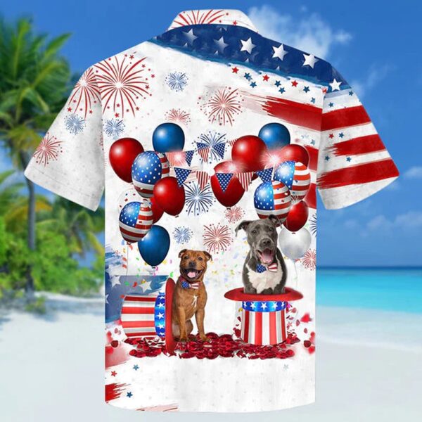 Staffordshire Bull Terrier Independence Day Hawaiian Shirt, 4th Of July Hawaiian Shirt, 4th Of July Shirt