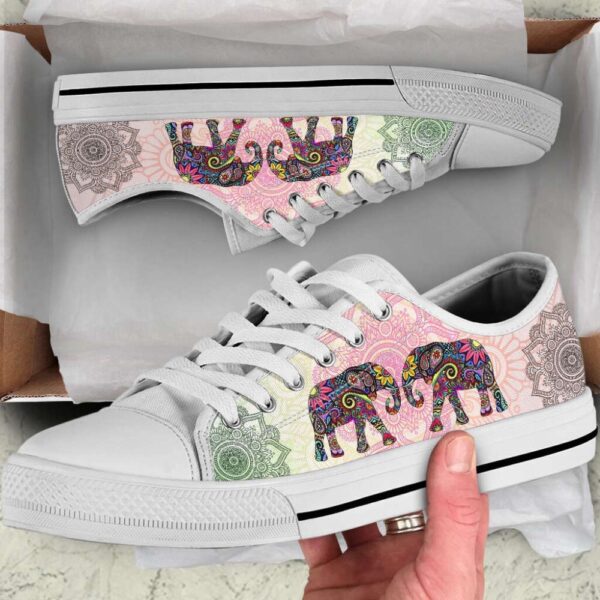 Stunning Elephant Mandala Flower Canvas Print Shoes, Low Tops, Low Top Sneakers