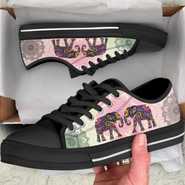Stunning Elephant Mandala Flower Canvas Print Shoes, Low Tops, Low Top Sneakers