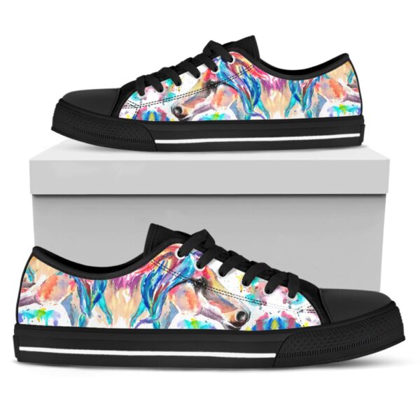 Stunning Watercolor Horse Canvas Shoes Artistic Footwear, Low Tops, Low Top Sneakers