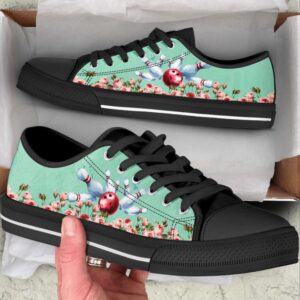 Stylish Bowling Flower Low Top Shoes Canvas Print Lowtops Low Top Sneakers Bowling Footwear 2 ketmee.jpg