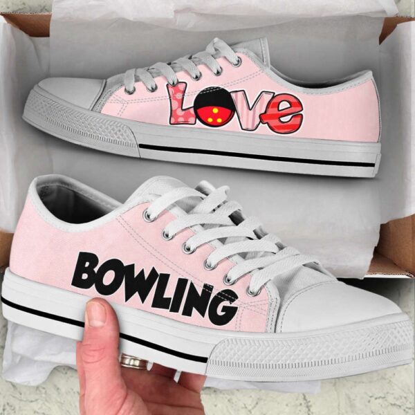 Stylish Bowling Love M Canvas Print Lowtop Shoes, Low Top Sneakers, Bowling Footwear