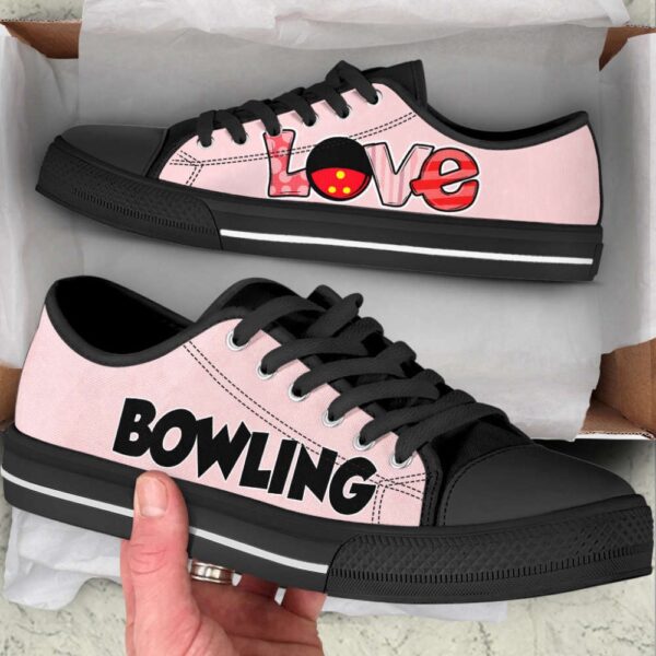 Stylish Bowling Love M Canvas Print Lowtop Shoes, Low Top Sneakers, Bowling Footwear
