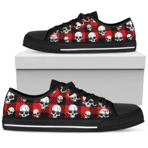 Stylish Caro Skull Pattern Low Top Shoes,…