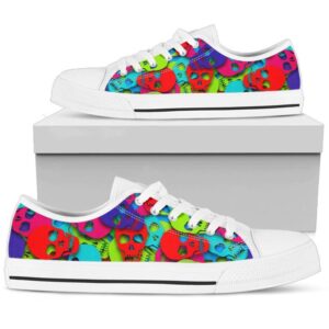 Stylish Colorful Skull Pattern Low Top Shoes,…